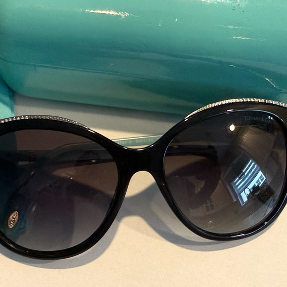 Tiffany & Co. Black Sunglasses with Teal Case - Picture 2 of 6
